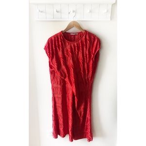 Zara Wrap Textured Red Midi Dress Size Small